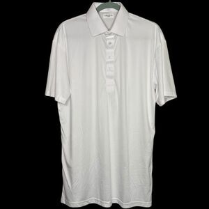Collars & Co Polo Shirt Mens L Tall White Golf Preppy Stretch Dress Collar Work